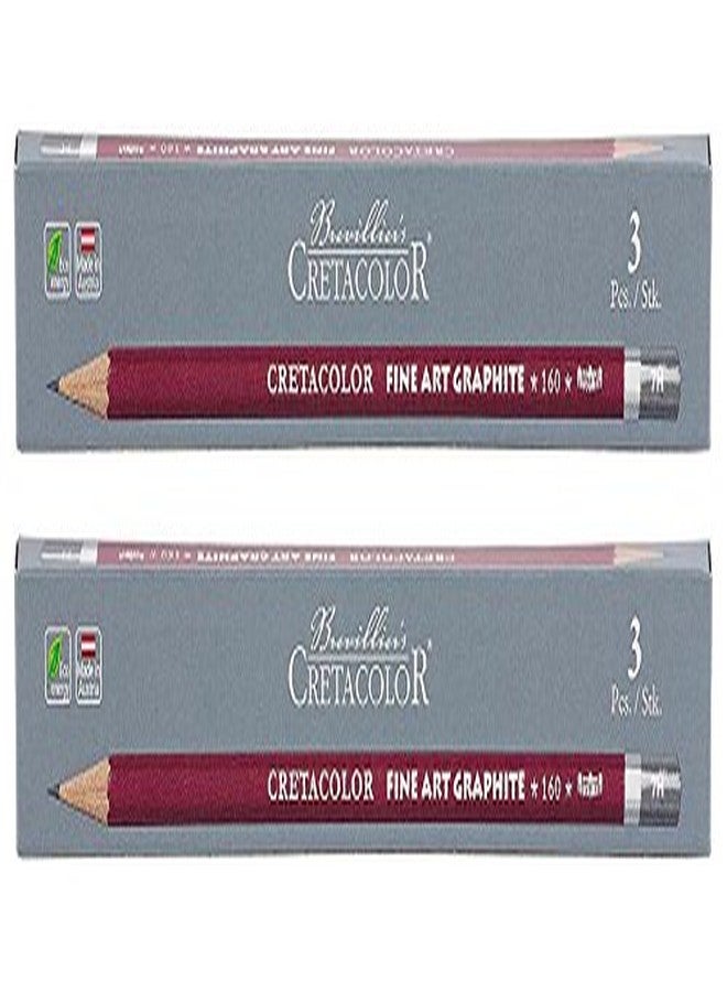 Cretacolor Cleos Fine Art Graphite 7H Set of 3 Pencils (Pack of 2)
